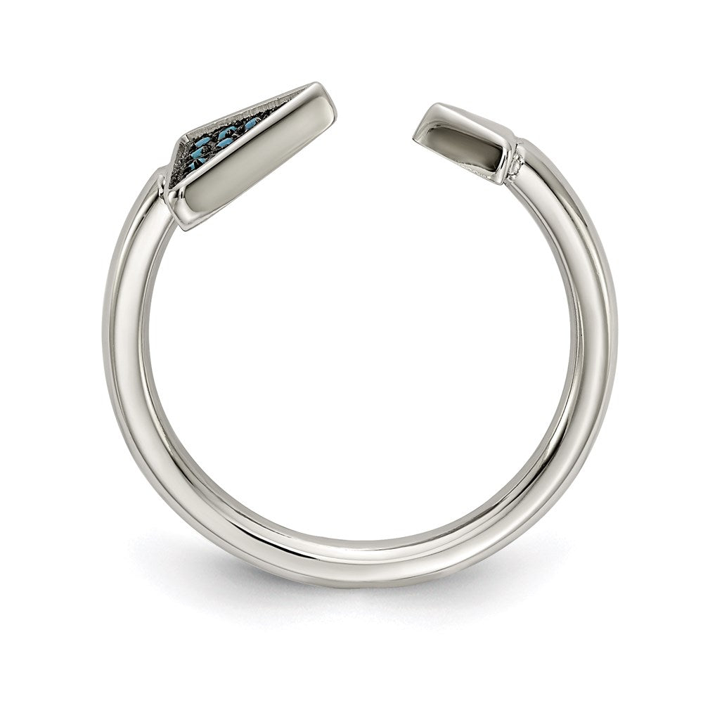 Women's Fashion Jewelry, Chisel Brand Stainless Steel Polished with Reconstructed Turquoise Triangle Ring
