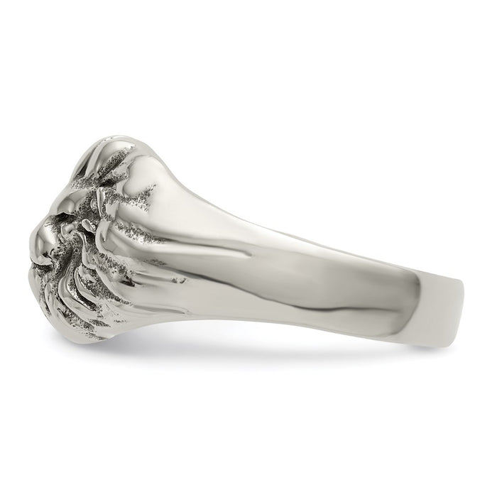 Men's Fashion Jewelry, Chisel Brand Stainless Steel Antiqued and Polished Lion Head Ring
