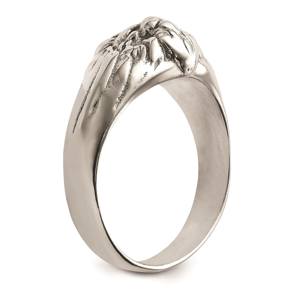 Men's Fashion Jewelry, Chisel Brand Stainless Steel Antiqued and Polished Lion Head Ring