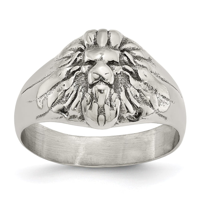 Men's Fashion Jewelry, Chisel Brand Stainless Steel Antiqued and Polished Lion Head Ring