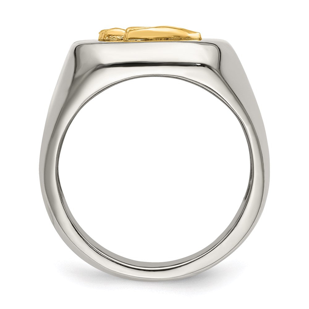 Men's Fashion Jewelry, Chisel Brand Stainless Steel w/14k Accent Polished Praying Hands Ring