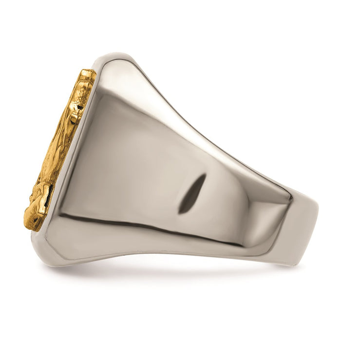 Men's Fashion Jewelry, Chisel Brand Stainless Steel w/14k Accent Polished Praying Hands Ring
