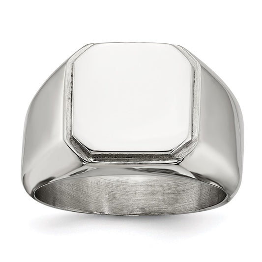 Men's Fashion Jewelry, Chisel Brand Stainless Steel Polished Signet Ring