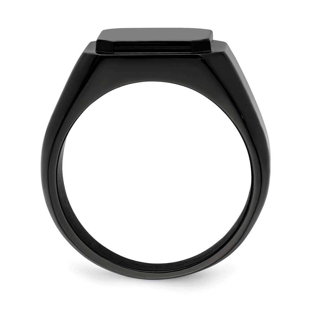Men's Fashion Jewelry, Chisel Brand Stainless Steel Polished Black IP-plated Signet Ring