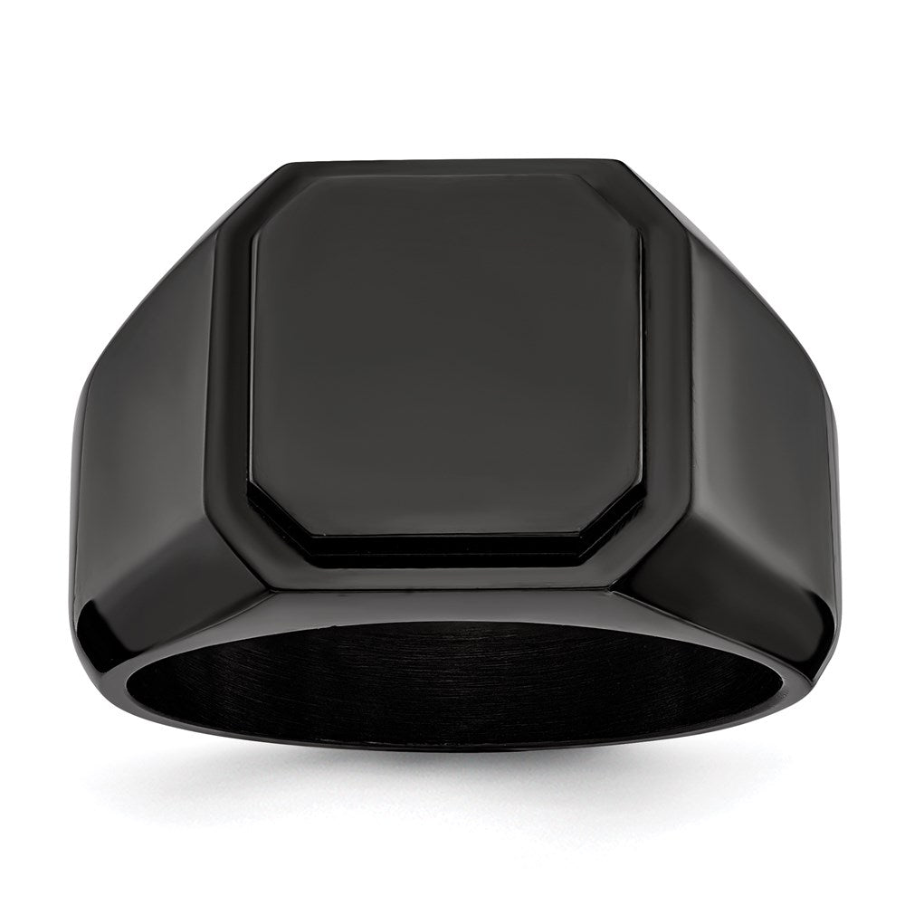 Men's Fashion Jewelry, Chisel Brand Stainless Steel Polished Black IP-plated Signet Ring