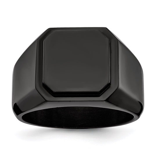 Men's Fashion Jewelry, Chisel Brand Stainless Steel Polished Black IP-plated Signet Ring