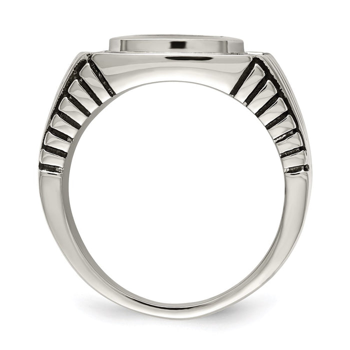 Men's Fashion Jewelry, Chisel Brand Stainless Steel Polished with CZ Signet Ring