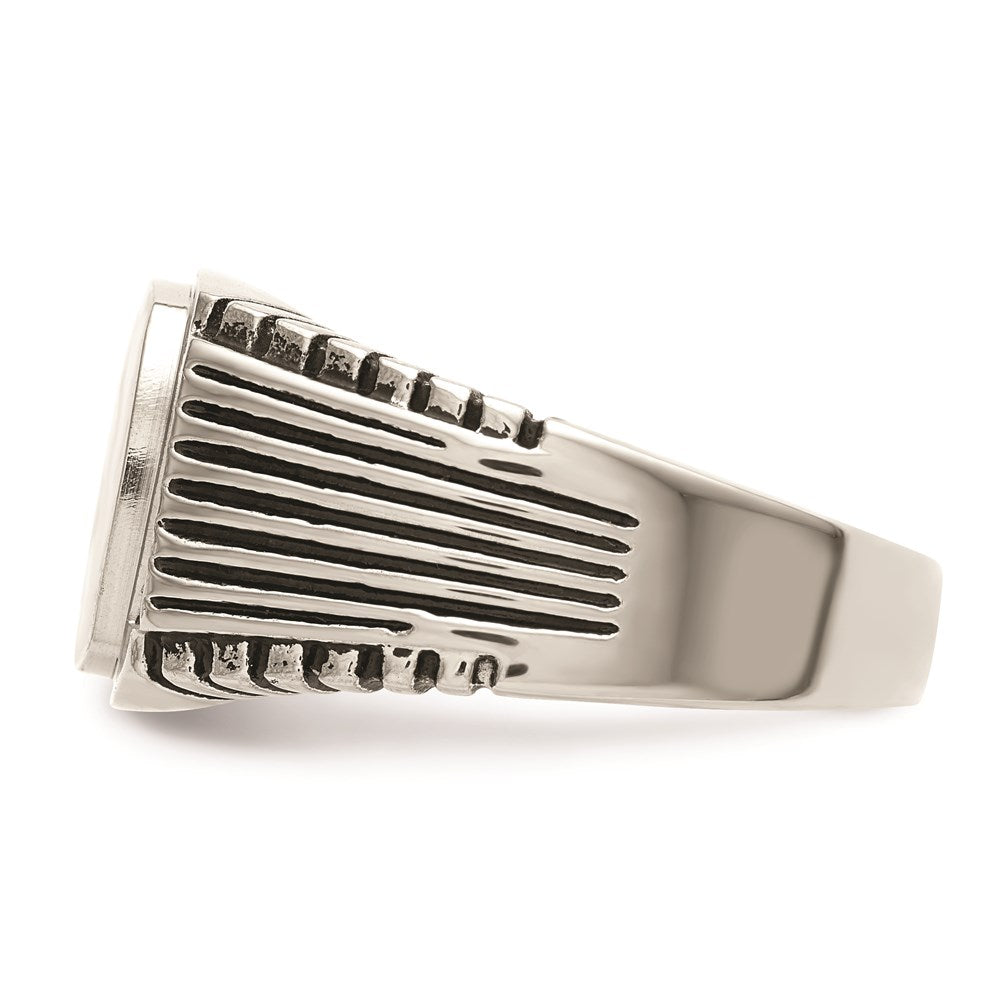 Men's Fashion Jewelry, Chisel Brand Stainless Steel Polished with CZ Signet Ring