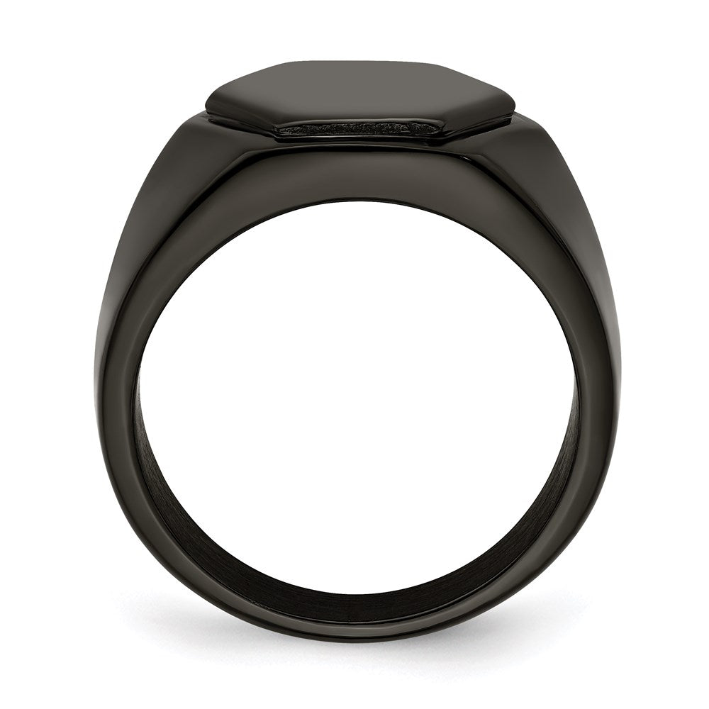 Men's Fashion Jewelry, Chisel Brand Stainless Steel Polished Black IP-plated Signet Ring