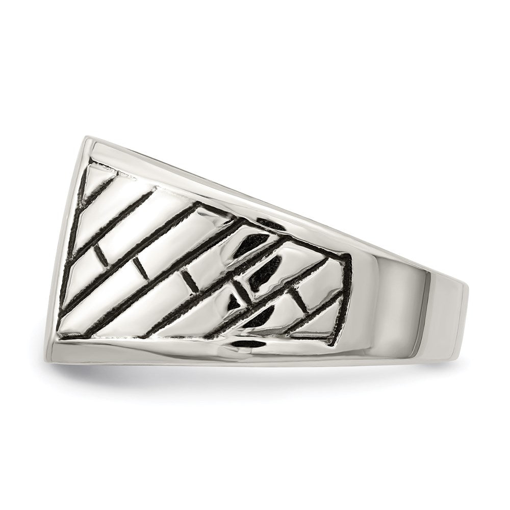 Men's Fashion Jewelry, Chisel Brand Stainless Steel  Polished with Black Enamel Signet Ring