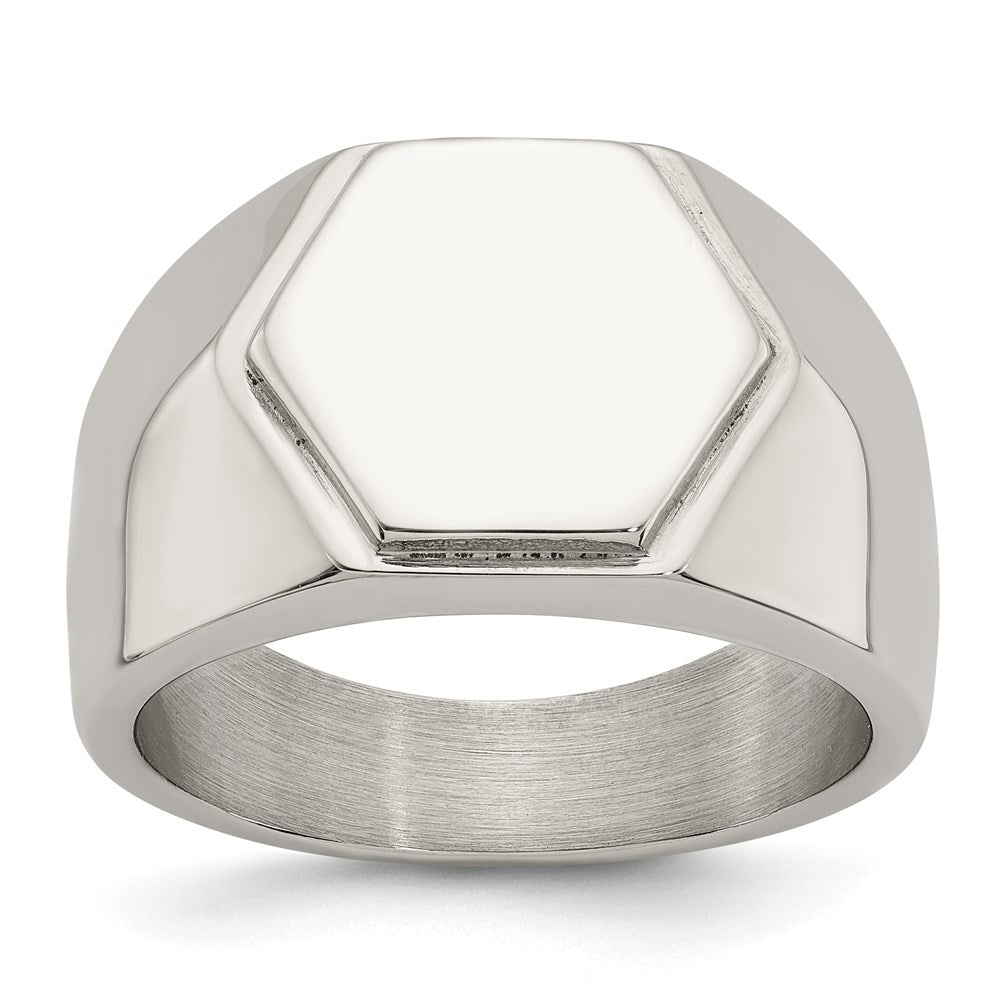 Men's Fashion Jewelry, Chisel Brand Stainless Steel Polished Signet Ring