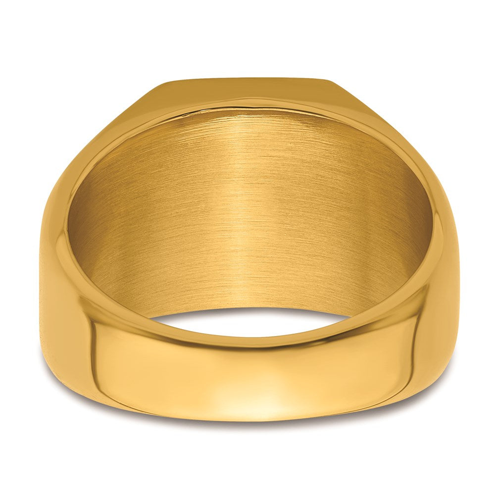 Men's Fashion Jewelry, Chisel Brand Stainless Steel Polished Yellow IP-plated Signet Ring