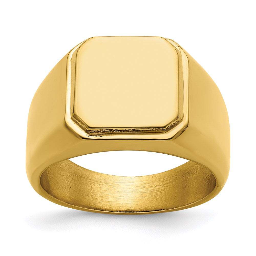 Men's Fashion Jewelry, Chisel Brand Stainless Steel Polished Yellow IP-plated Signet Ring