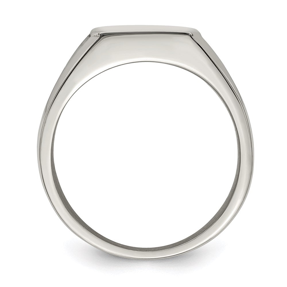Men's Fashion Jewelry, Chisel Brand Stainless Steel Polished with Black Enamel Signet Ring
