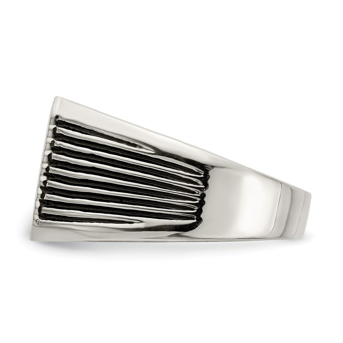 Men's Fashion Jewelry, Chisel Brand Stainless Steel Polished with Black Enamel Signet Ring