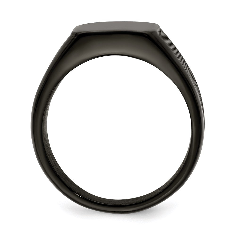 Men's Fashion Jewelry, Chisel Brand Stainless Steel Polished Black IP-plated Signet Ring