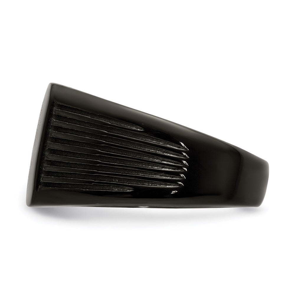 Men's Fashion Jewelry, Chisel Brand Stainless Steel Polished Black IP-plated Signet Ring