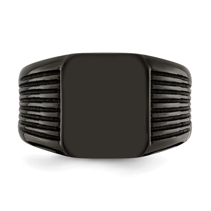 Men's Fashion Jewelry, Chisel Brand Stainless Steel Polished Black IP-plated Signet Ring