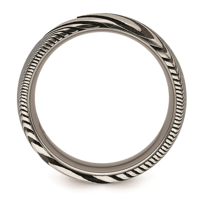Men's Fashion Jewelry, Chisel Brand Damascus Steel Polished 8mm Ring Band