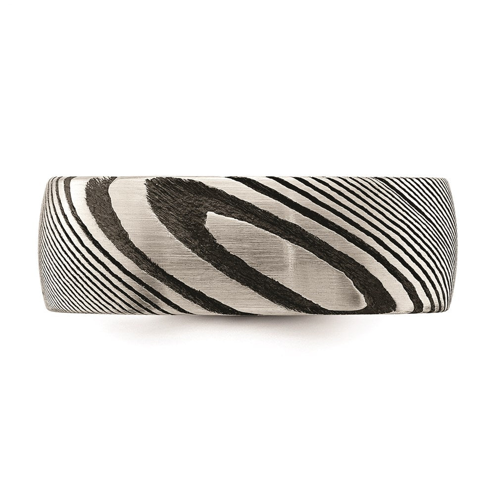 Men's Fashion Jewelry, Chisel Brand Damascus Steel Polished 8mm Ring Band