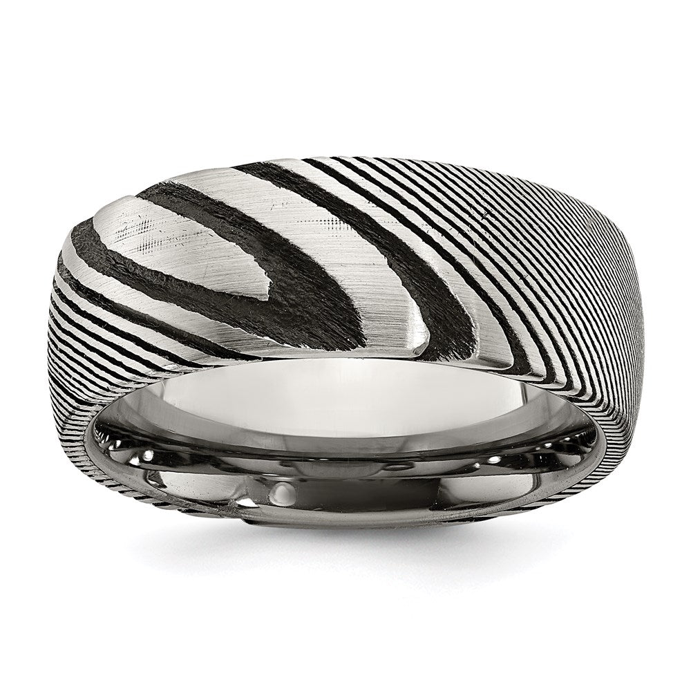 Men's Fashion Jewelry, Chisel Brand Damascus Steel Polished 8mm Ring Band