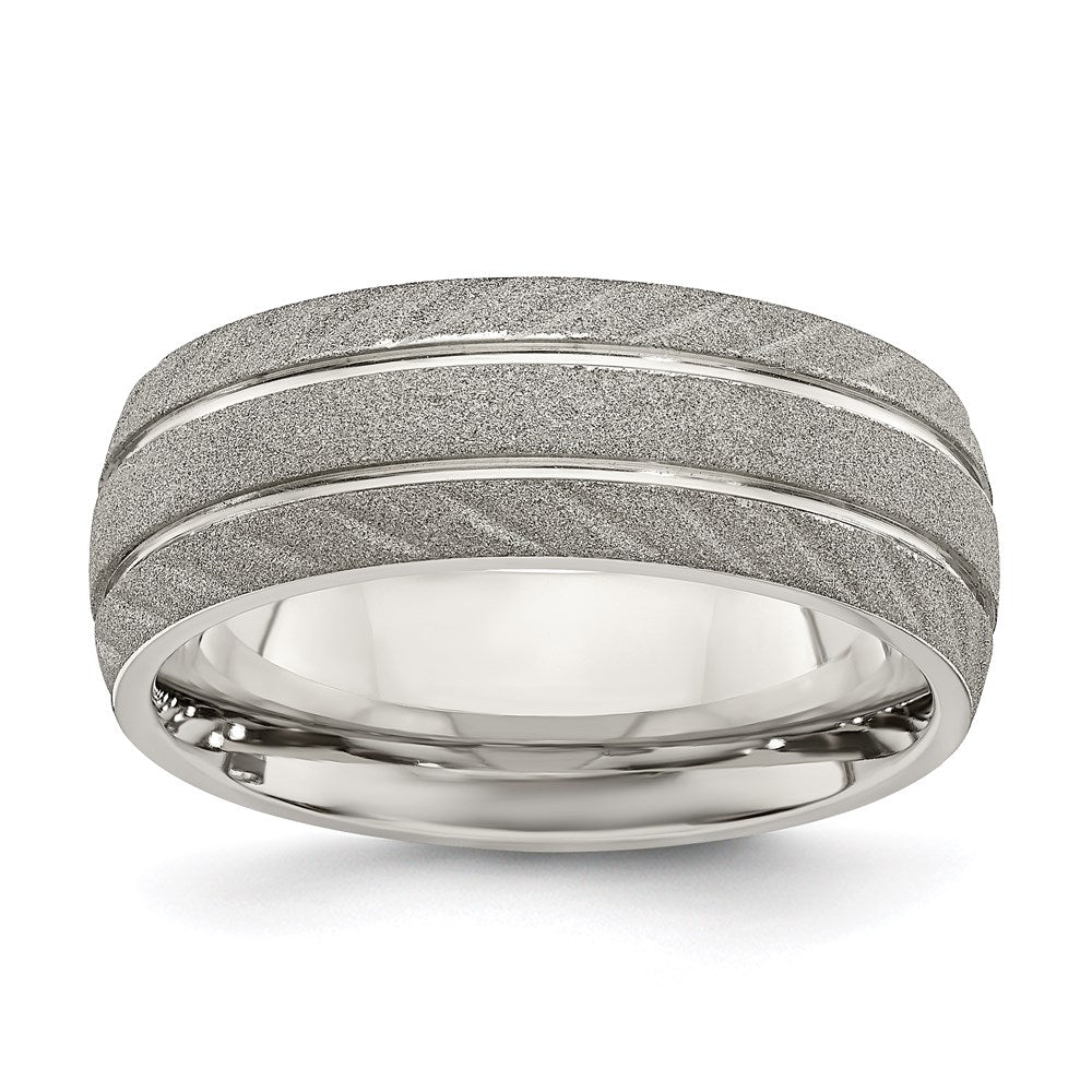 Men's Fashion Jewelry, Chisel Brand Stainless Steel Polished and Satin 8mm Ring Band