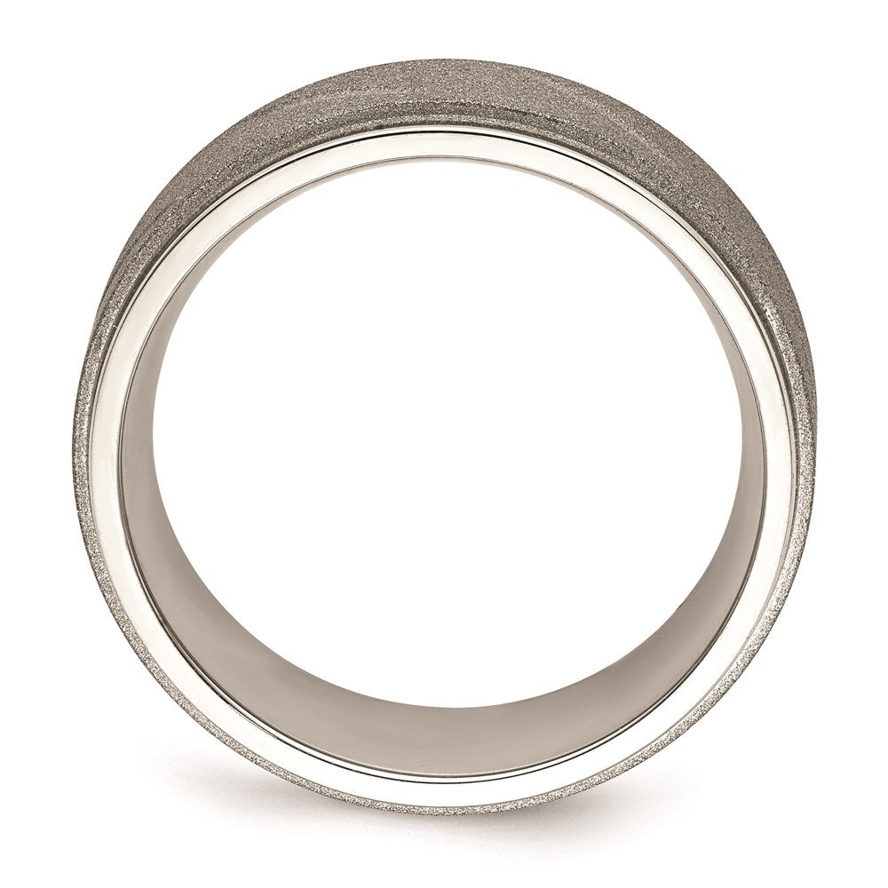 Men's Fashion Jewelry, Chisel Brand Stainless Steel Polished and Satin Beveled Edge 8mm Ring Band