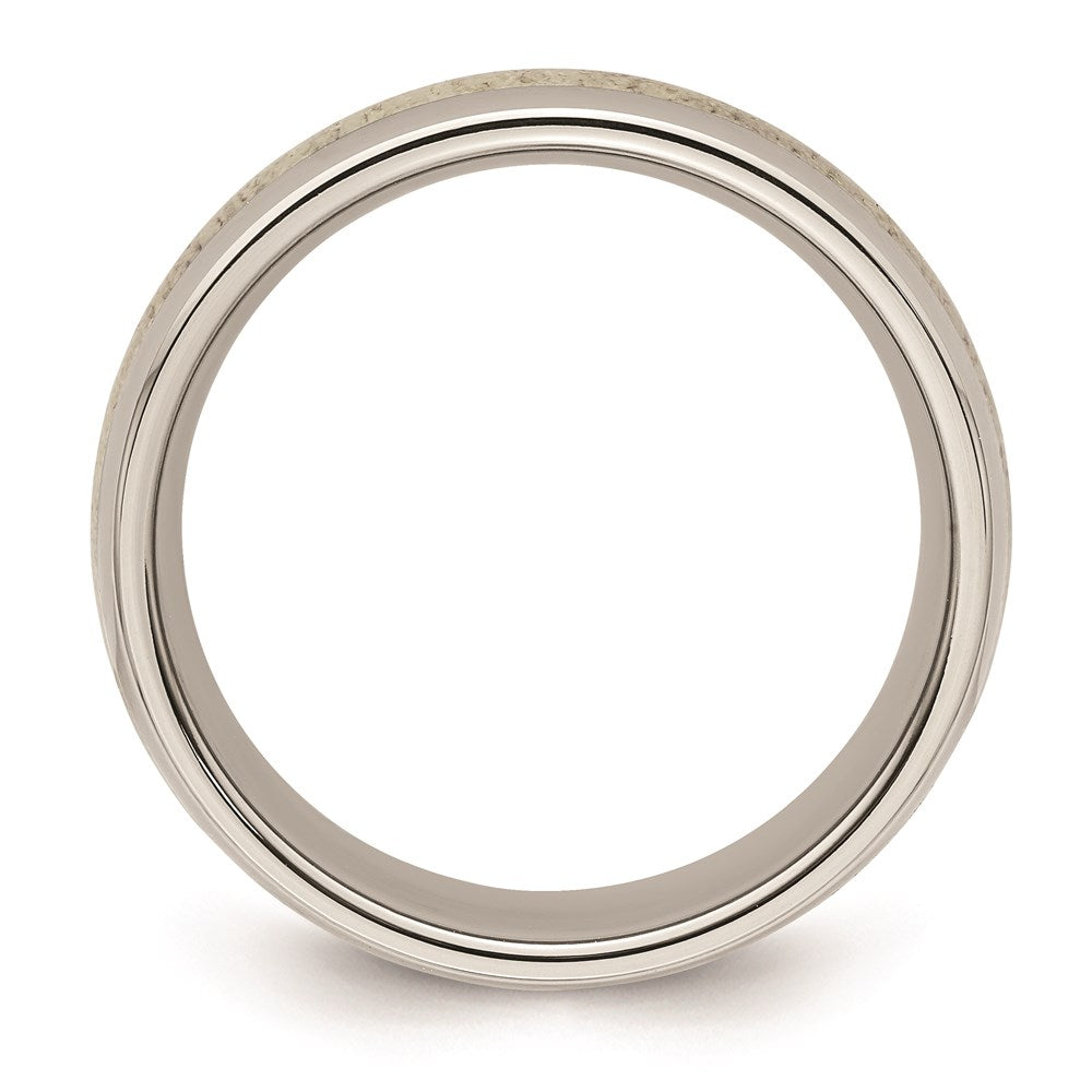 Men's Fashion Jewelry, Chisel Brand Stainless Steel Polished with Antler Inlay 8mm Ring Band