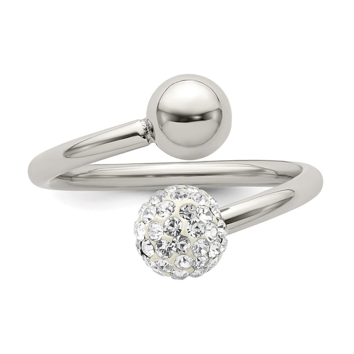 Women's Fashion Jewelry, Chisel Brand Stainless Steel Polished with Preciosa Crystal Ring