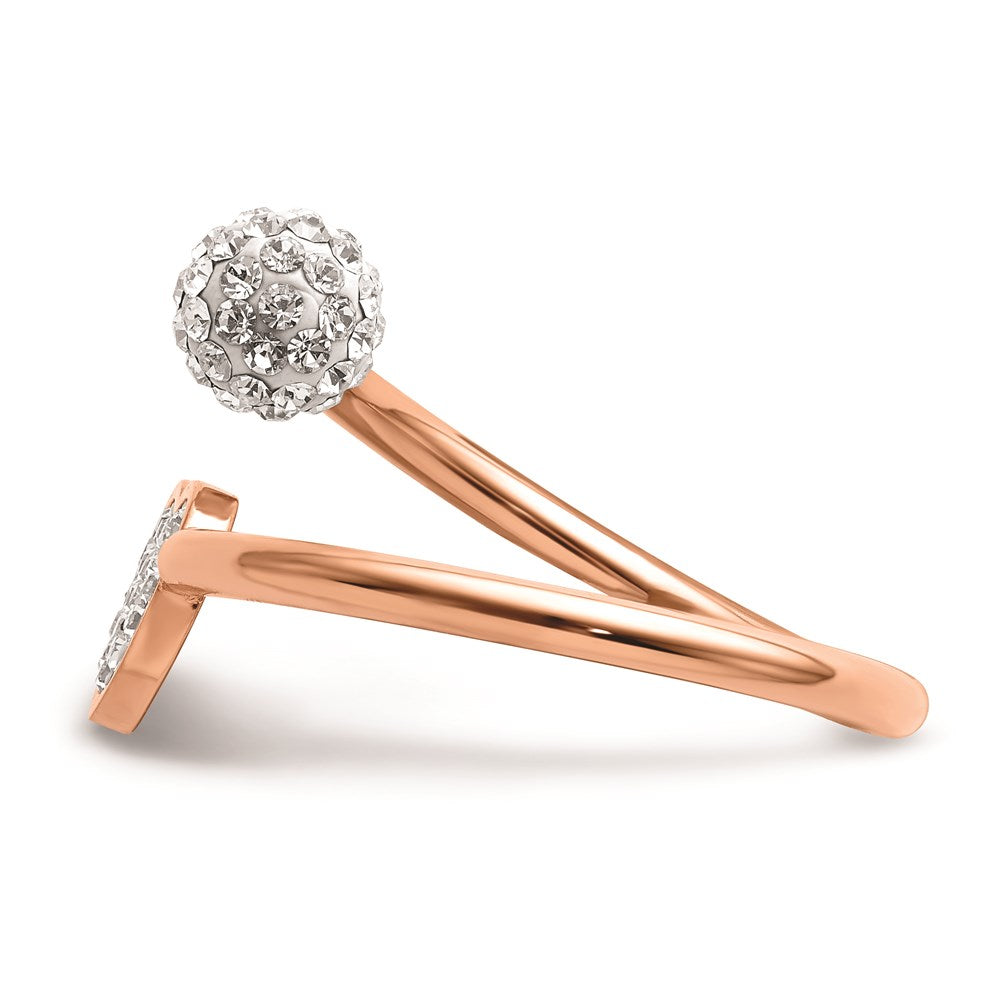 Women's Fashion Jewelry, Chisel Brand Stainless Steel Polished Rose IP-plated with Preciosa Crystal Heart Ring
