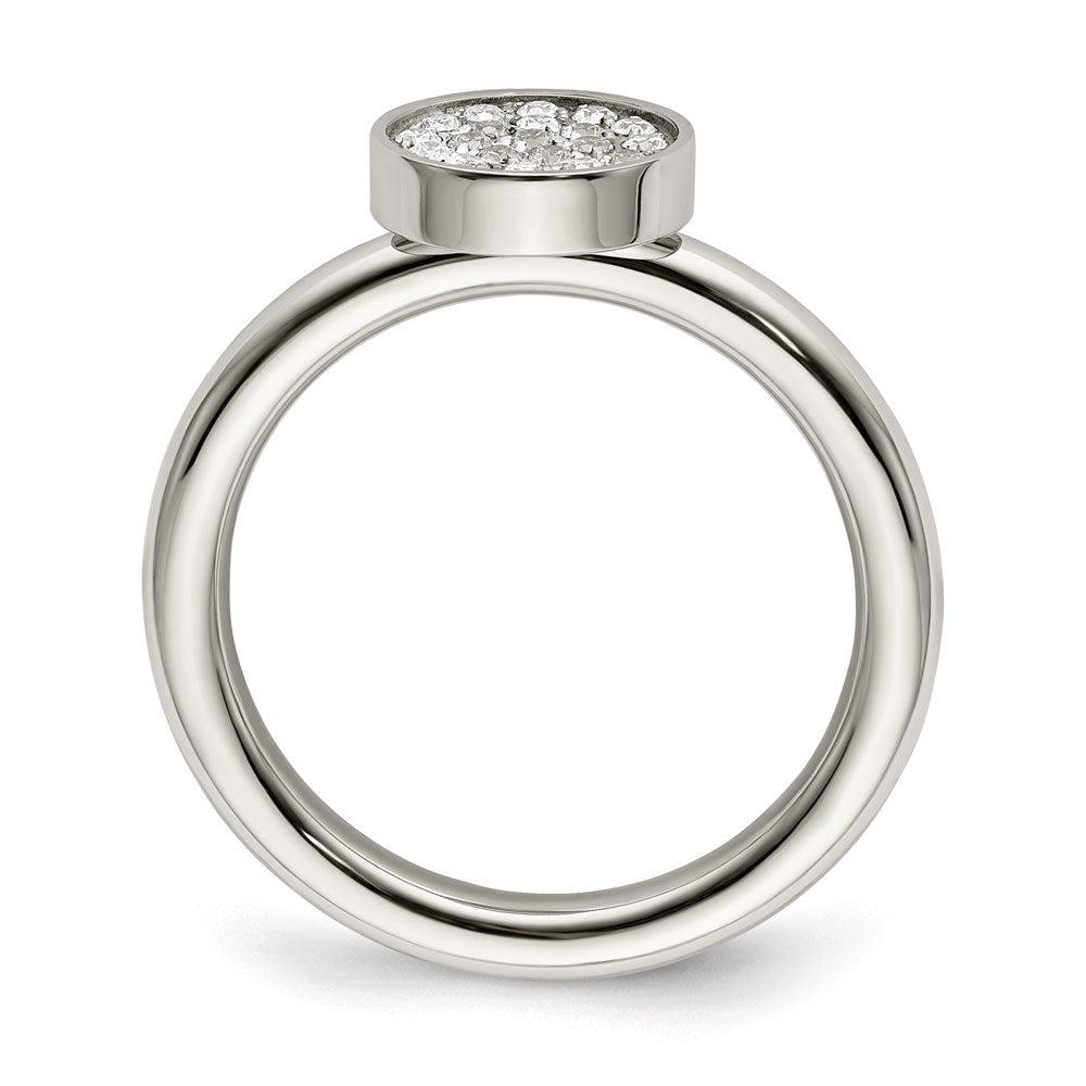 Women's Fashion Jewelry, Chisel Brand Stainless Steel Polished with CZ Circle Ring