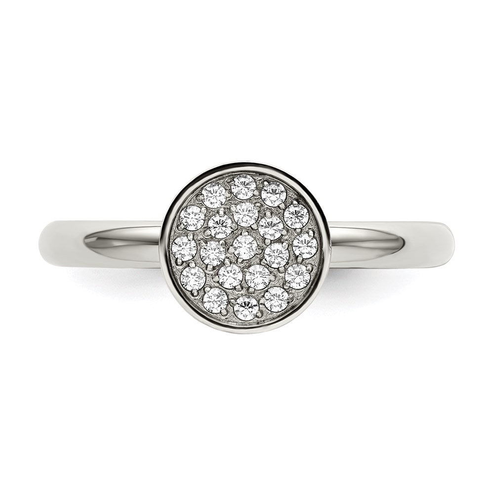 Women's Fashion Jewelry, Chisel Brand Stainless Steel Polished with CZ Circle Ring