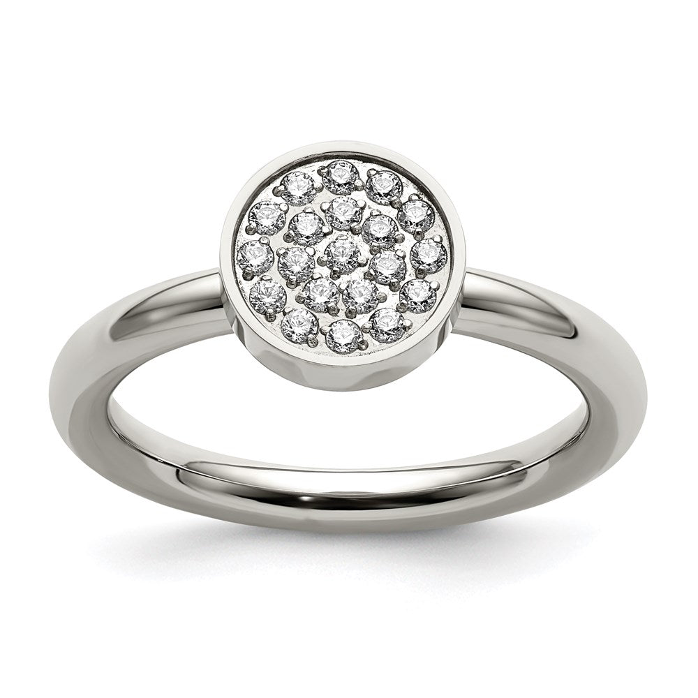 Women's Fashion Jewelry, Chisel Brand Stainless Steel Polished with CZ Circle Ring