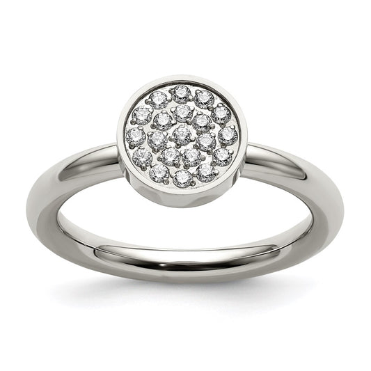 Women's Fashion Jewelry, Chisel Brand Stainless Steel Polished with CZ Circle Ring
