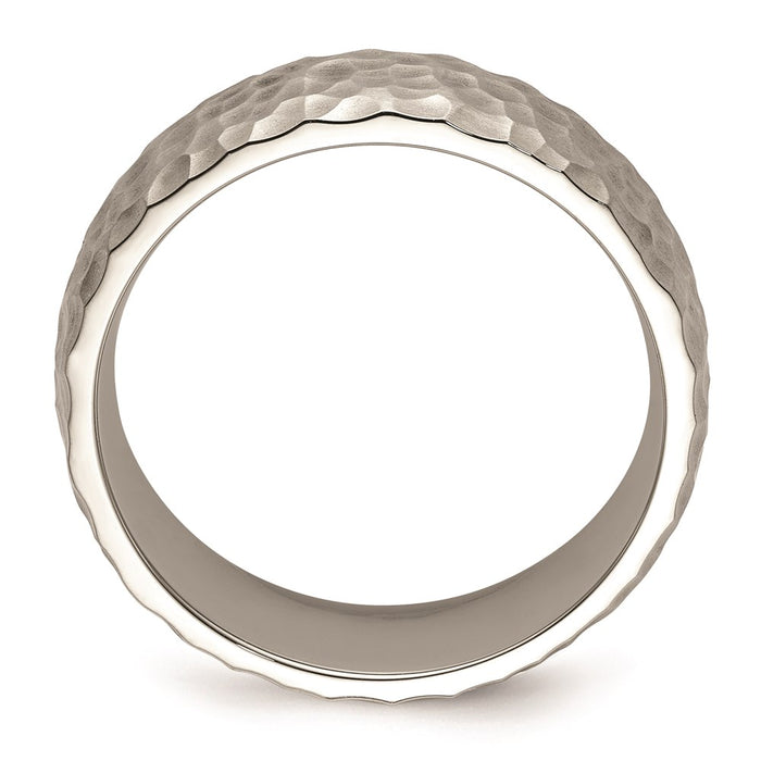 Men's Fashion Jewelry, Chisel Brand Stainless Steel Brushed and Polished Hammered 7.5mm Ring Band