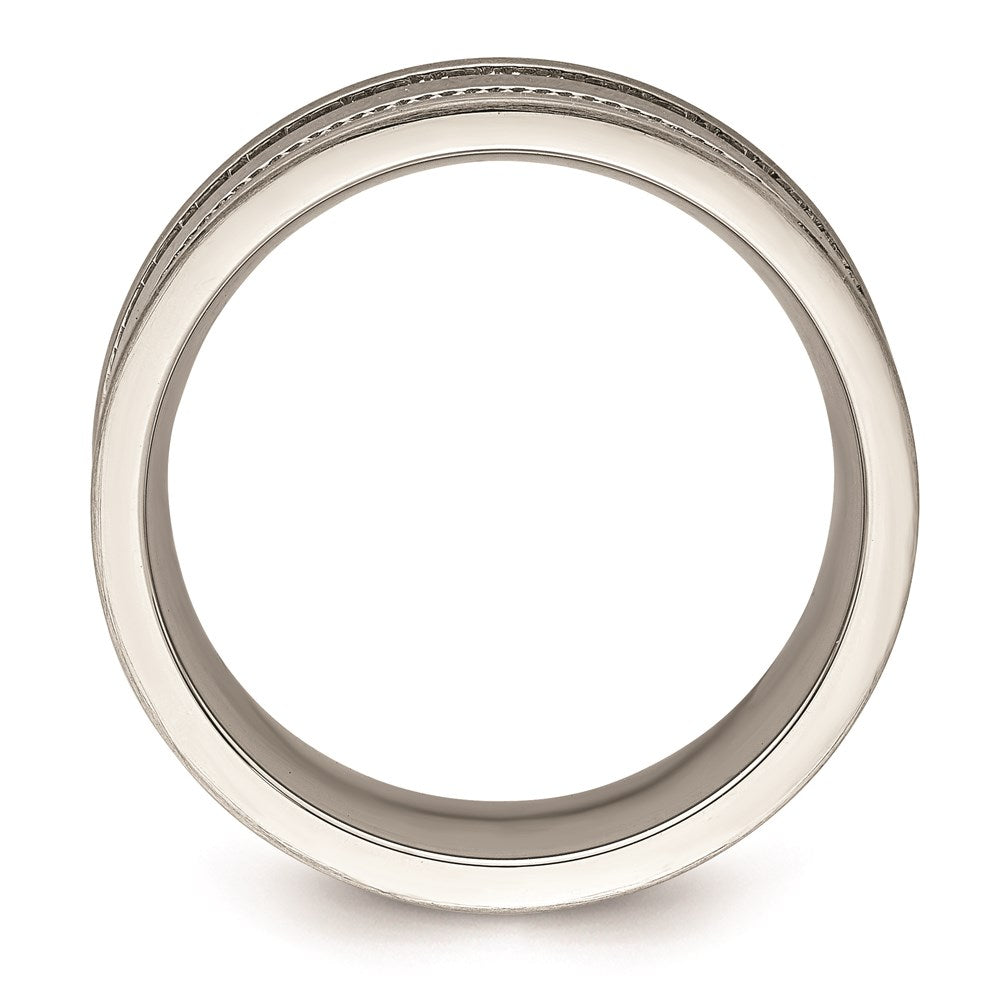 Men's Fashion Jewelry, Chisel Brand Stainless Steel Polished and Beaded 7mm Ring Band
