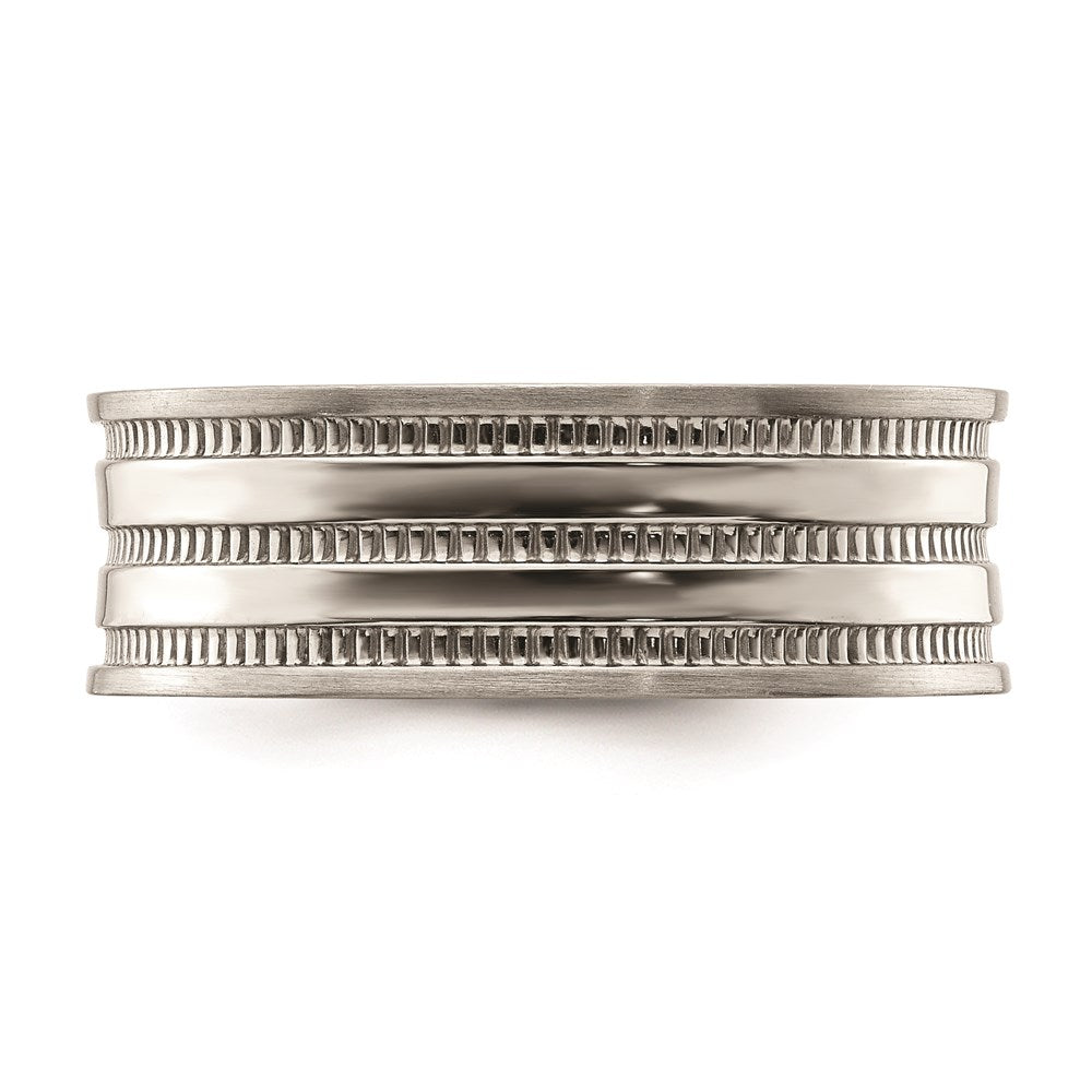 Men's Fashion Jewelry, Chisel Brand Stainless Steel Polished and Beaded 7mm Ring Band