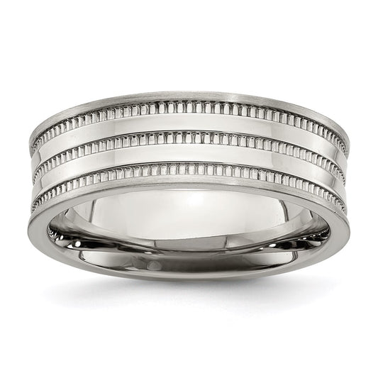 Men's Fashion Jewelry, Chisel Brand Stainless Steel Polished and Beaded 7mm Ring Band