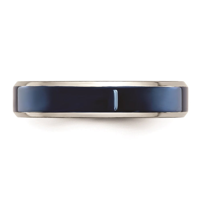 Men's Fashion Jewelry, Chisel Brand Stainless Steel Polished Blue IP-plated 5.00mm Ring Band