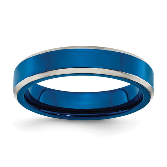 Men's Fashion Jewelry, Chisel Brand Stainless Steel Polished Blue IP-plated 5.00mm Ring Band