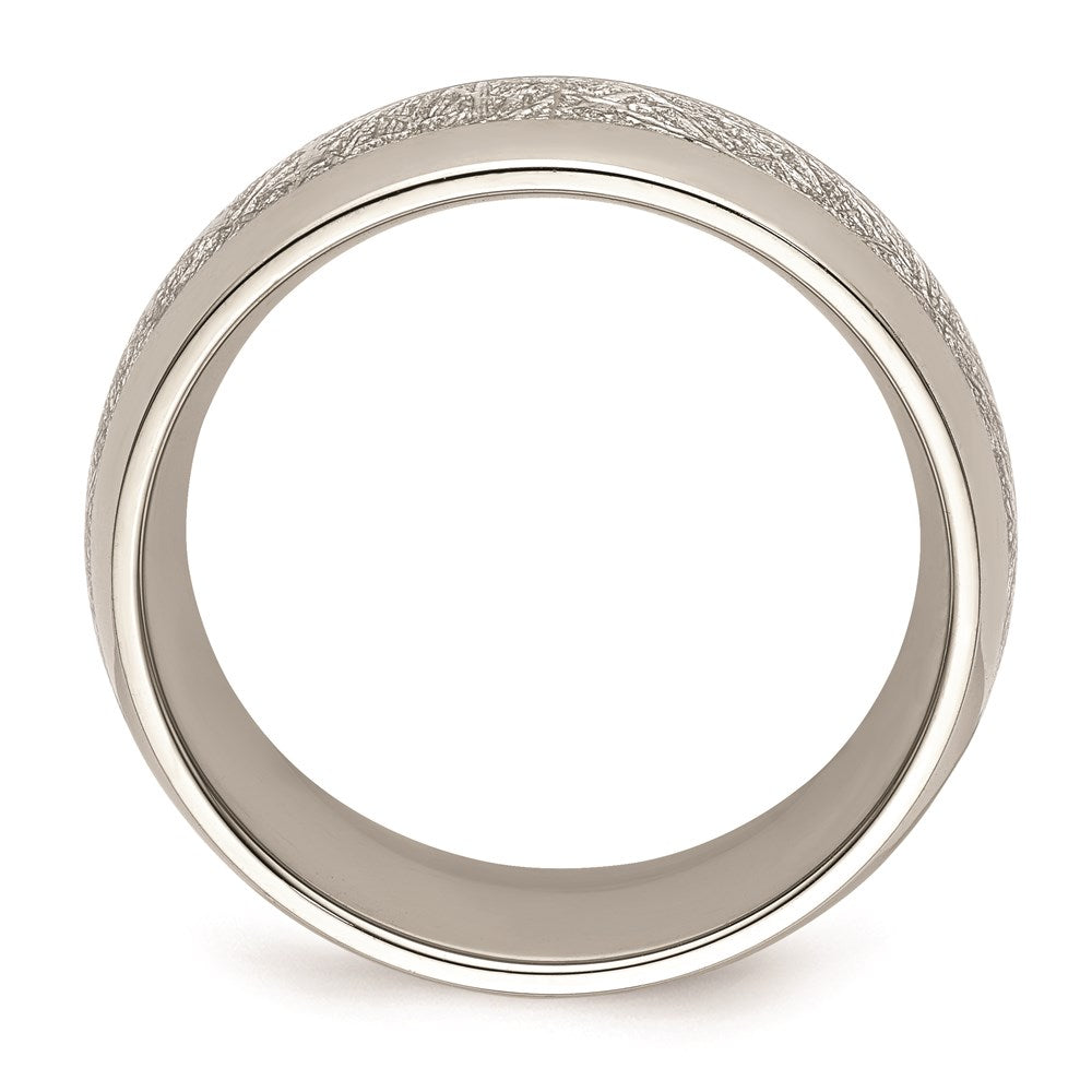 Men's Fashion Jewelry, Chisel Brand Stainless Steel Polished Glitter Paper Inlay Center 8mm Ring Band
