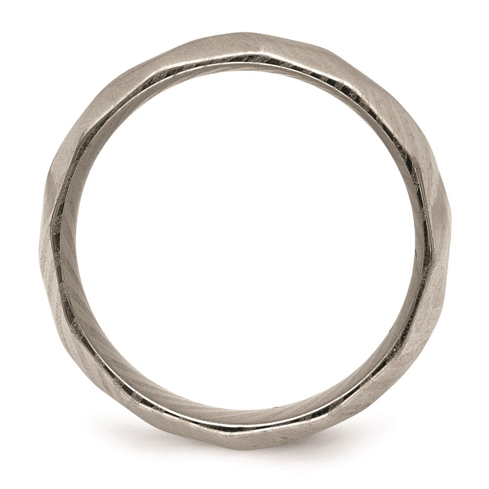 Men's Fashion Jewelry, Chisel Brand Damascus Steel Polished Faceted 7mm Ring Band