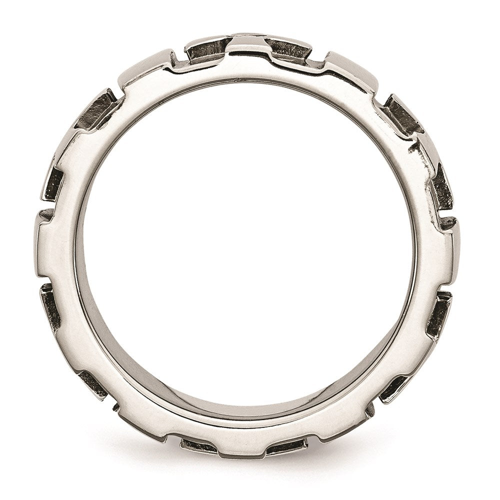 Men's Fashion Jewelry, Chisel Brand Stainless Steel Crosses w/Diamond 9.00mm Brushed & Polished Ring Band