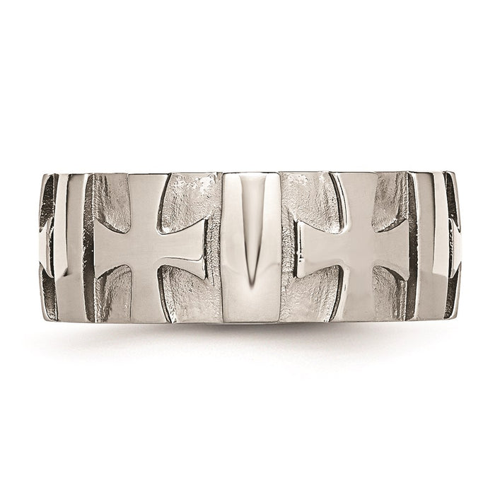 Men's Fashion Jewelry, Chisel Brand Stainless Steel Crosses w/Diamond 9.00mm Brushed & Polished Ring Band