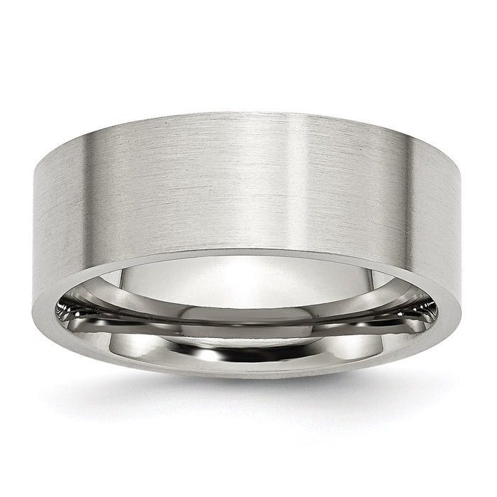Unisex Fashion Jewelry, Chisel Brand Stainless Steel Flat 8mm Brushed Ring Band