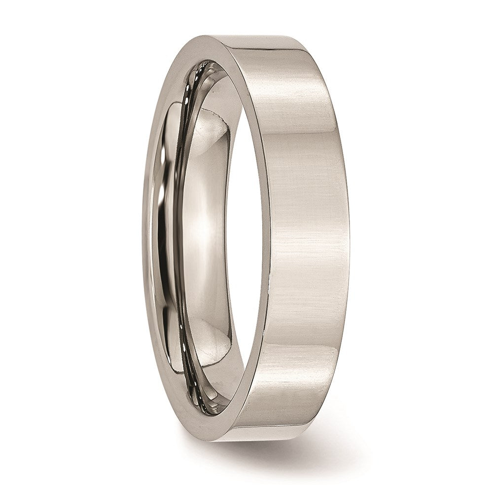 Unisex Fashion Jewelry, Chisel Brand Stainless Steel Flat 5mm Polished Ring Band