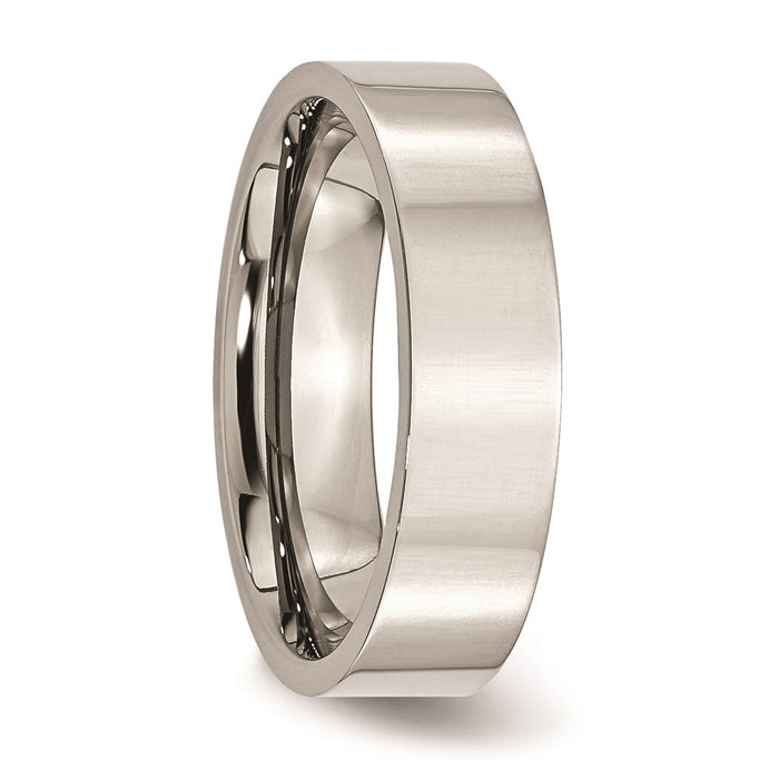 Unisex Fashion Jewelry, Chisel Brand Stainless Steel Flat 6mm Polished Ring Band