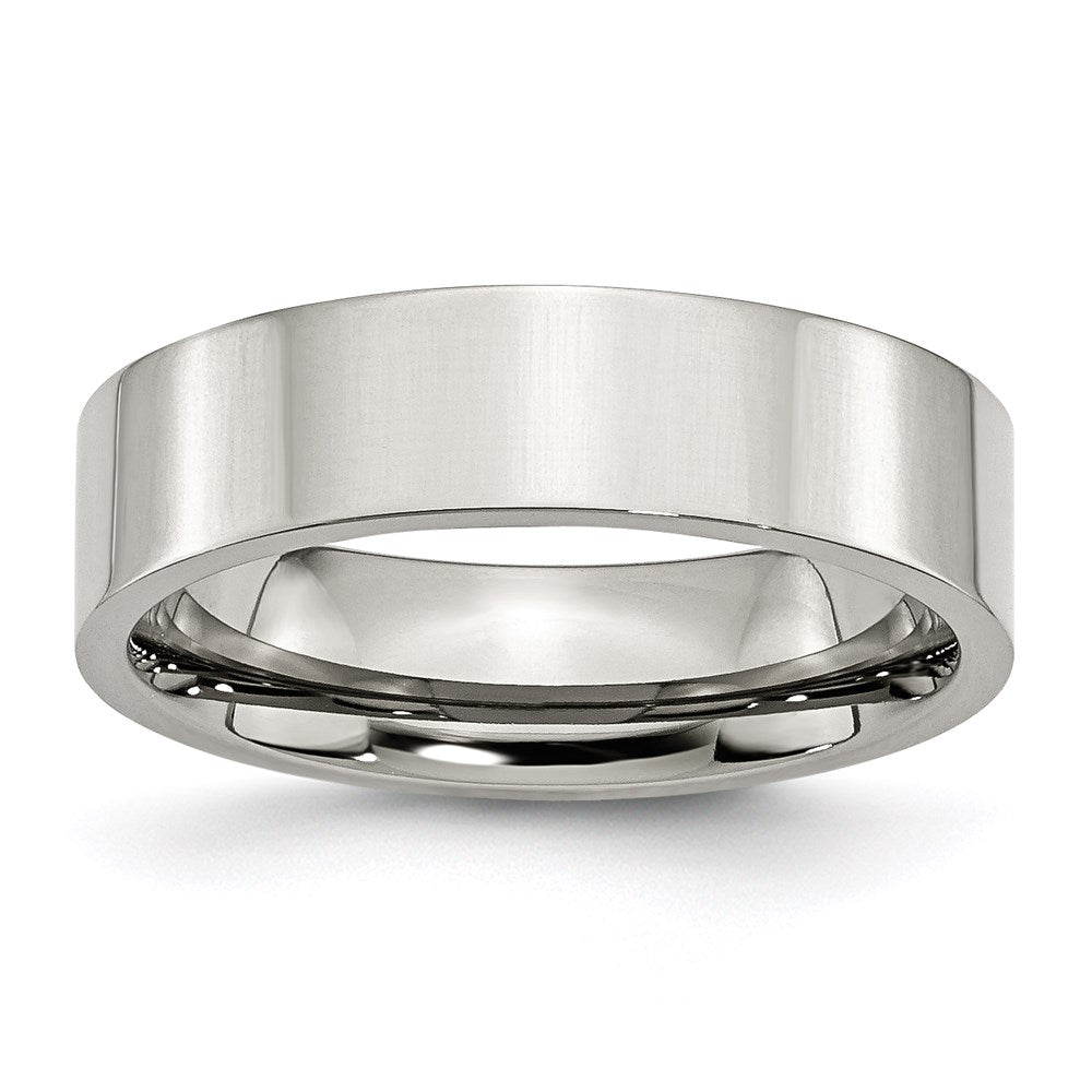 Unisex Fashion Jewelry, Chisel Brand Stainless Steel Flat 6mm Polished Ring Band
