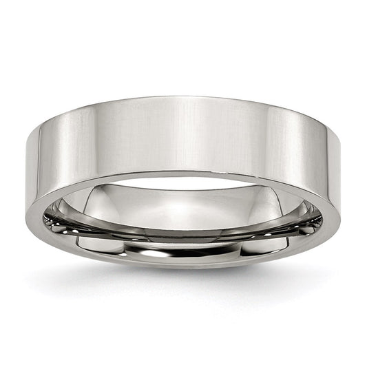 Unisex Fashion Jewelry, Chisel Brand Stainless Steel Flat 6mm Polished Ring Band