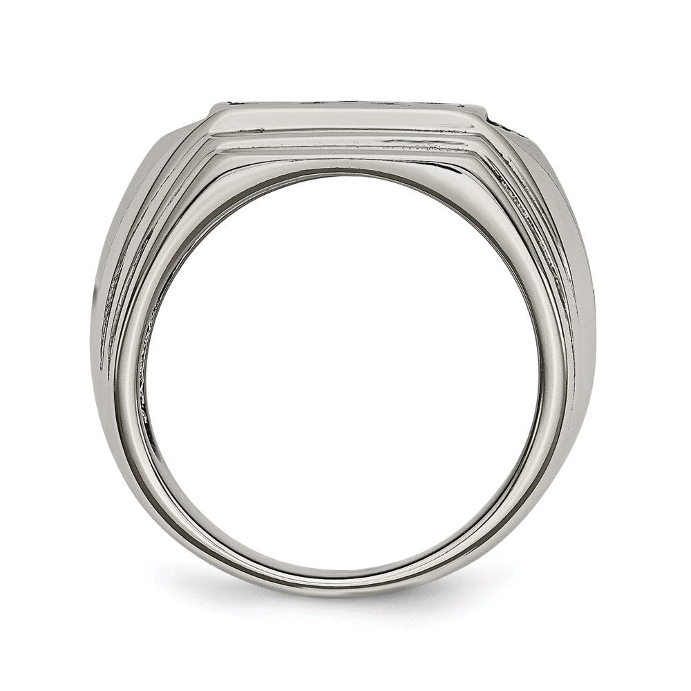 Unisex Fashion Jewelry, Chisel Brand Stainless Steel Black Enamel Polished Dad Ring Band